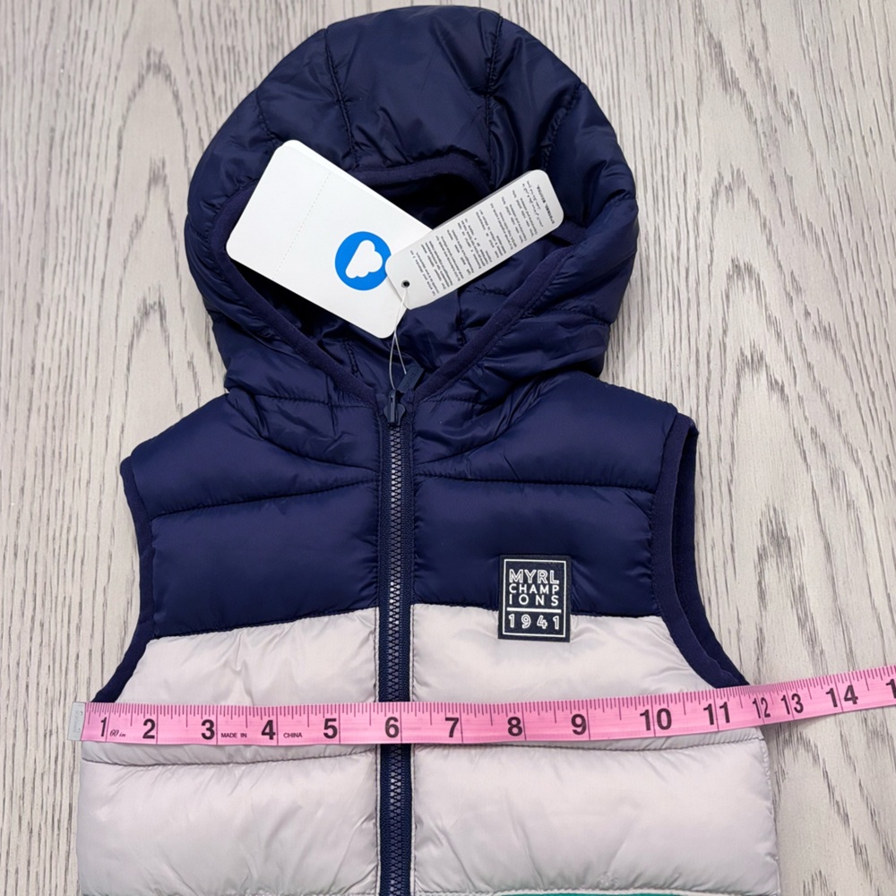 NWT Mayoral Boy’s Padded Navy Striped Vest Size 9 Months - Picture 5 of 8